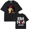 Rapper Eminem Face Graphic T-shirt Slim Shady Album Printed Tshirt Men Women Hip Hop Fashion Pop Music T Shirts Male Casual Tees