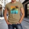 Retro Gradient Surf California West Coast Graphic Tee For Adult Unisex Unisex Trendy Tropical Palm Print Casual Daily Summer