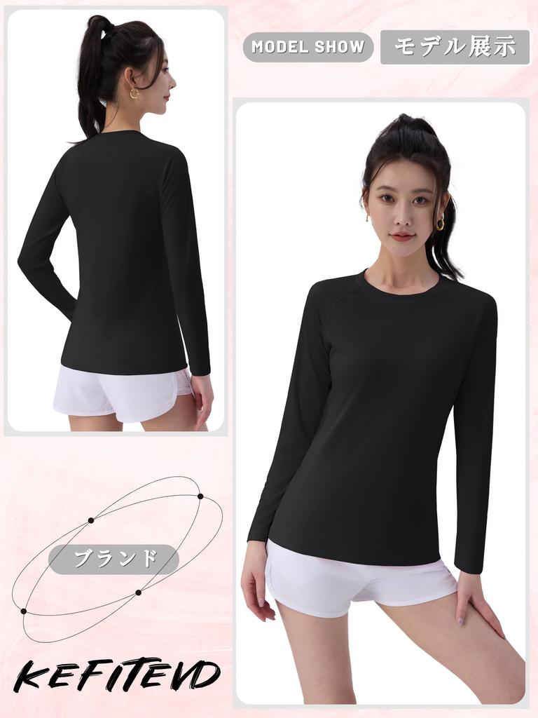 KEFITEVD Long Sleeve UV Gym Running Size M Women's T-Shirt, Sportswear, Innerwear, Quick-Drying, Protection, Fitness, Wear, Shirt, Lightweight,