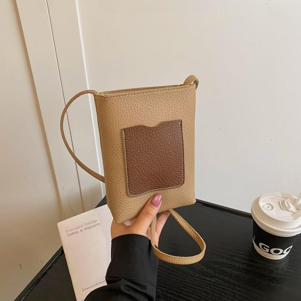 Новая женская повседневная портативная сумка-ведро для мобильного телефона - контрастная цветная сумка-сэтчел через плечо, модная и простая