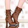 Осень и Зима Мода Женские Ботинки Модные Современные Ботинки Квадратный Каблук Боковая Молния Заклепка Толстый Каблук В сочетании с Платьем Женская Обувь