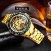 WINNER Luxury Gold Skeleton Automatic Mechanical Watch for Men Luminous Hands Stainless Steel Strap Classic Business Watches
