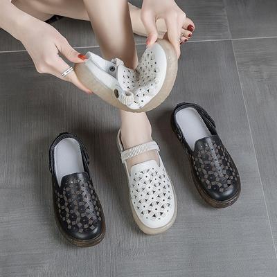 Кожаные плоские сандалии повседневные тапочки