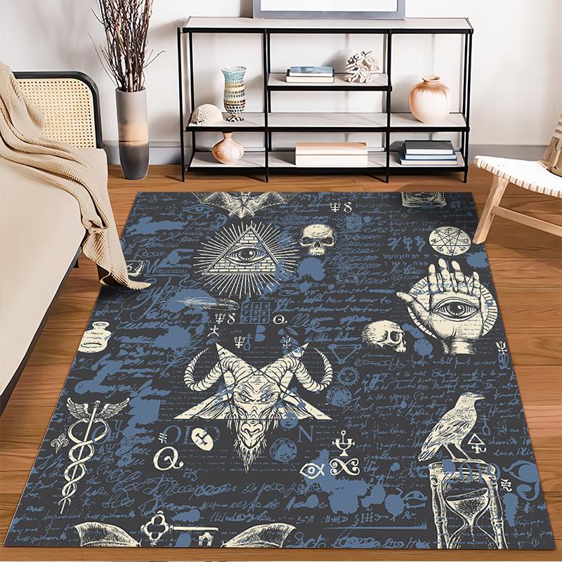 Occult Symbol Pattern Dark Rug Non-slip rug suitable for living room and bedroom sofas