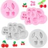 4 PCS Cherry Silicone Mold, 3D Cherries Shaped Fondant Mold, Cherries Chocolate Molds, Fruit Cake Decorating Molds for Cupcake Chocolate Decorating