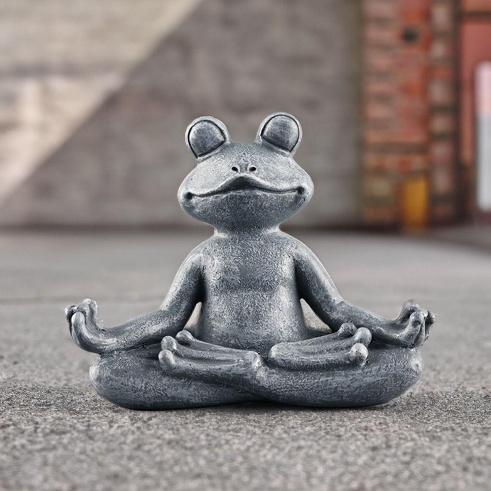 Chinese Style Frog Figurine Good Luck Resin Yoga Frog Funny Frog Garden Statue Yard