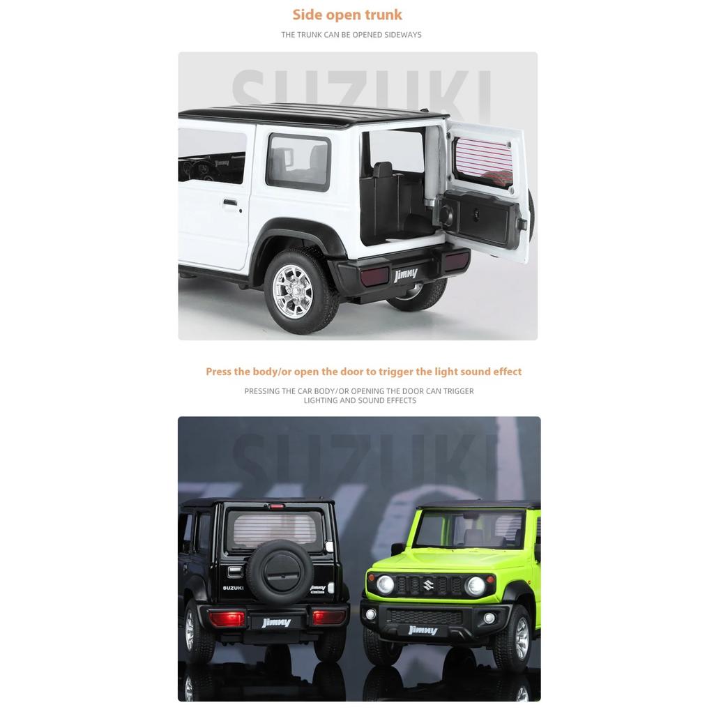 1/24 Suzuki Jimny Внедорожник Внедорожник Сплав Литой Модель Транспортного Средства Звук и Свет Коллекция Дисплей Хобби Украшение Подарки для Парня
