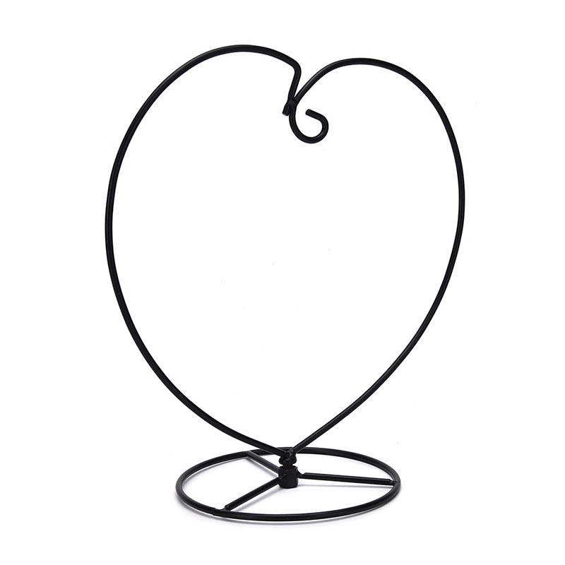 Black Heart-Shaped Iron Hanging Plant Glass Vase Terrarium Stand Holder