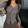 Knitted Cardigan Women  Collar Sweater Coat Vintage Long Sleeve Single Breasted Top Autumn Fashion Girls Knitwear Jumper
