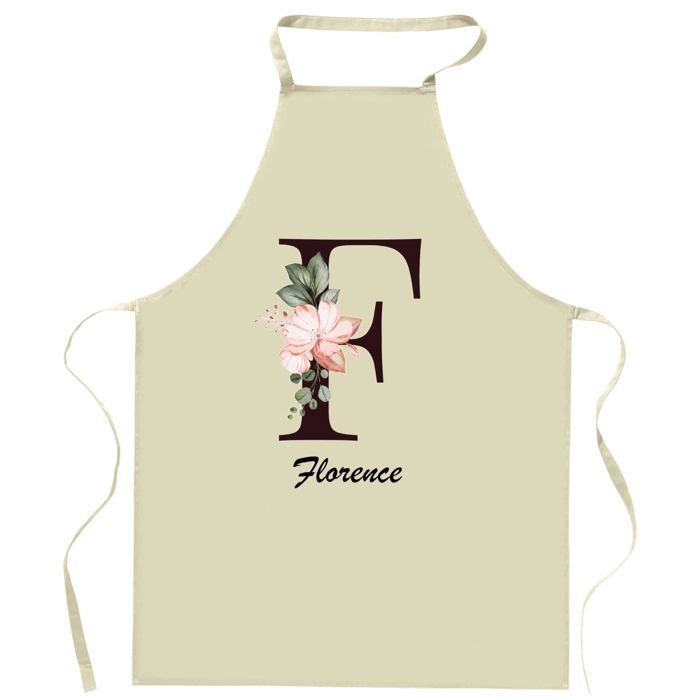 Tablier de cuisine - Florence Lettre - Coton épais résistant - Impression bretonne - Liens ajustables