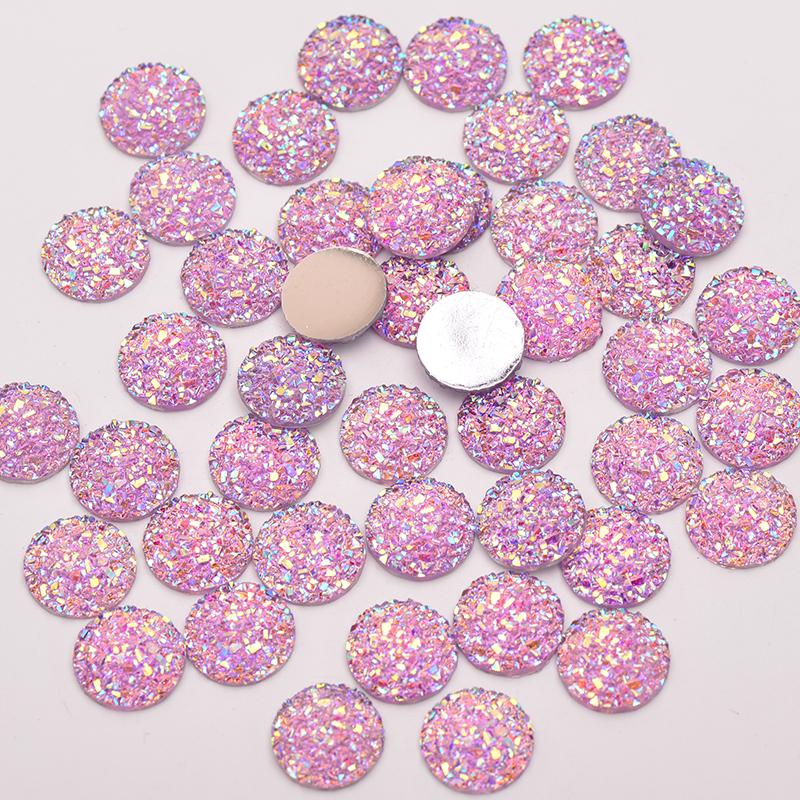 JUNAO 12mm 50Pcs Shiny Silver Round Rhinestone Applique Flatback Resin Gems Crystal Stone Stickers Non Sew Strass for Decoration