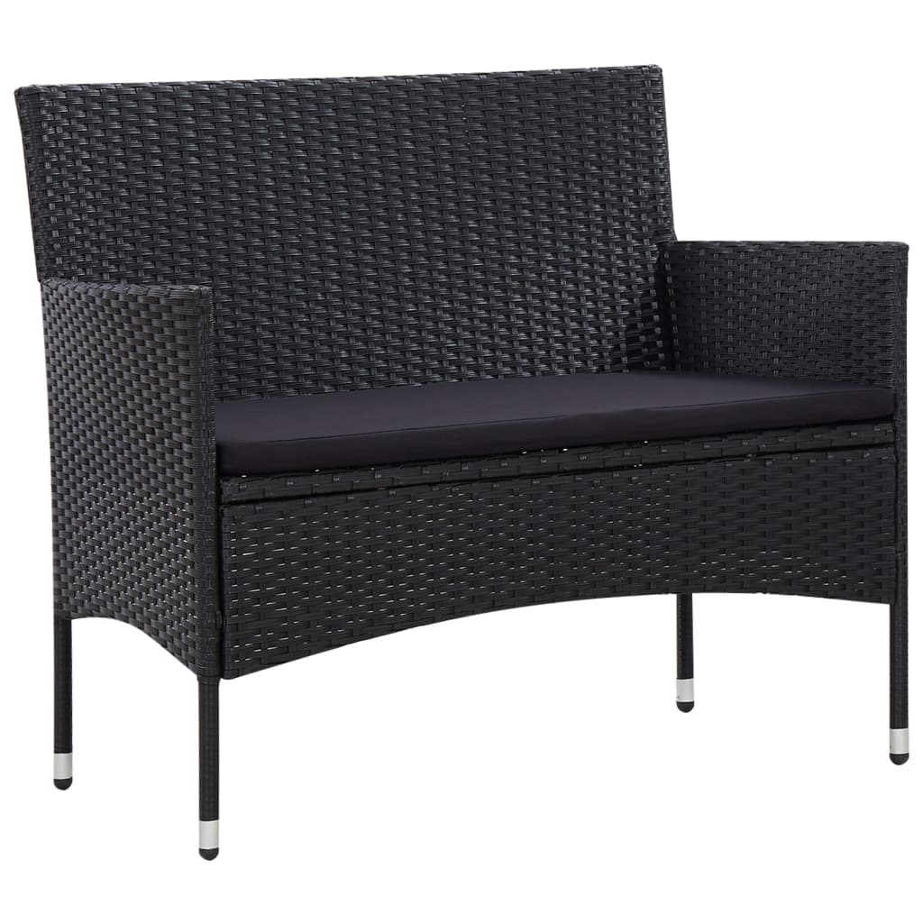 vidaXL 5-tlg. Garten-Lounge-Set mit Auflagen Poly Rattan Schwarz
