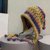 Женская мода повседневная осенне-зимняя вязаная панама красочные полосатые женские шапки