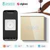BSEED Zigbee Сенсорный выключатель для вентилятора Умный выключатель для потолочных вентиляторов Управление через приложение Tuya Smart Life Alexa Стеклянная панель Синяя подсветка Стандарт ЕС
