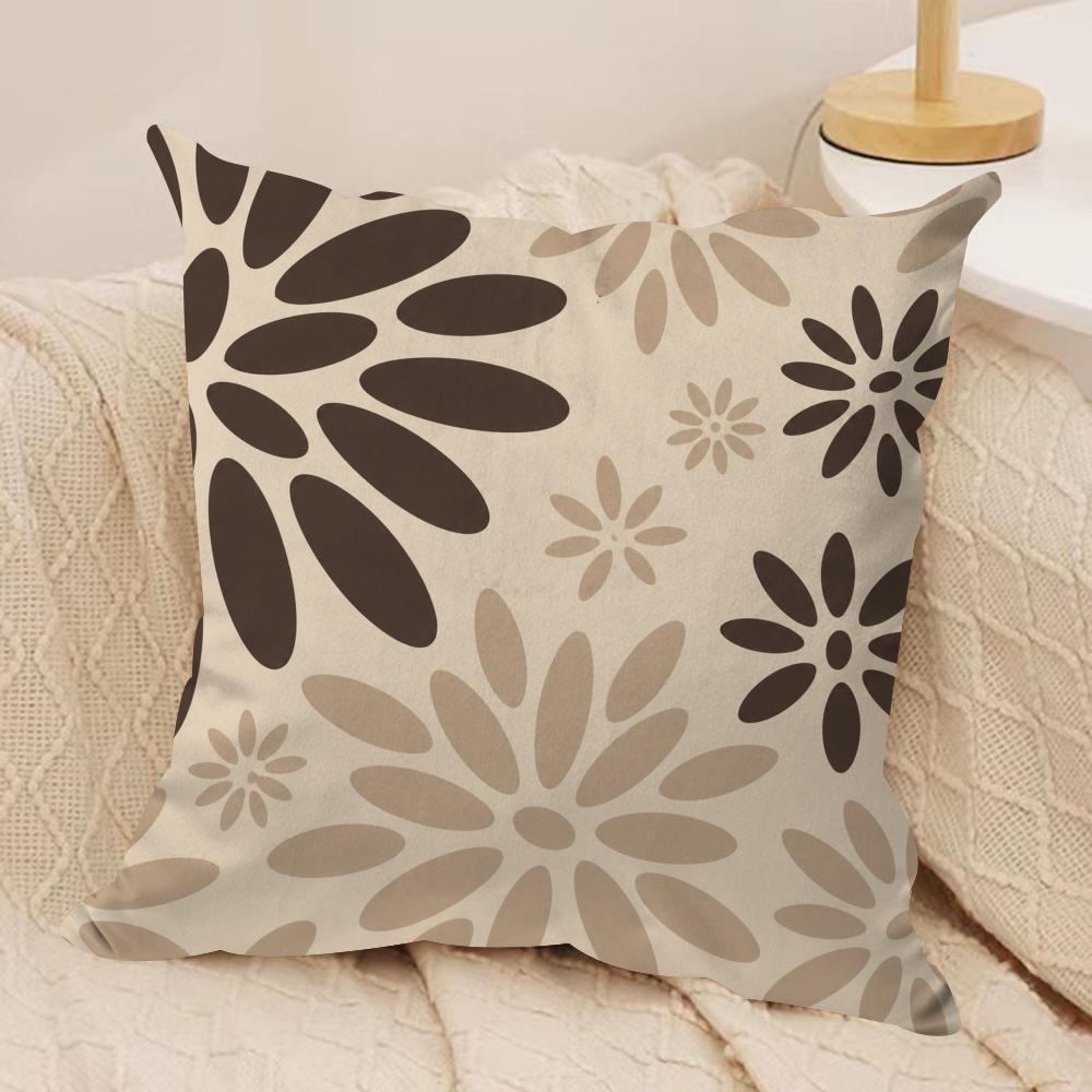 Neutral Floral Pattern Cushion Cover Pillow Case Short Plush Square Throw Pillow Covers Pillowcase Sofa Home Decor Gift