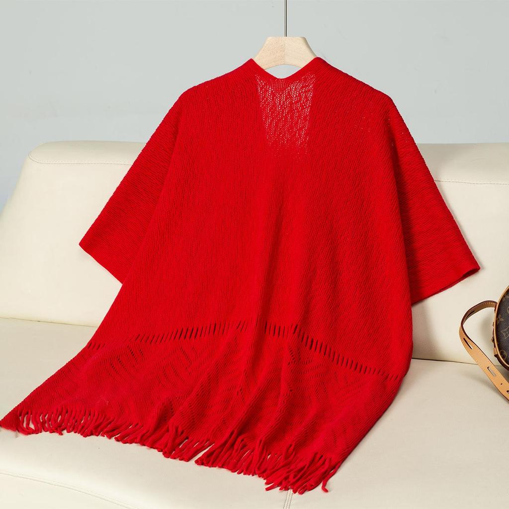 Осень и зима Женский однотонный свободный кардиган с рукавами «летучая мышь» с перекрестными краями Трикотажный свитер с V-образным вырезом