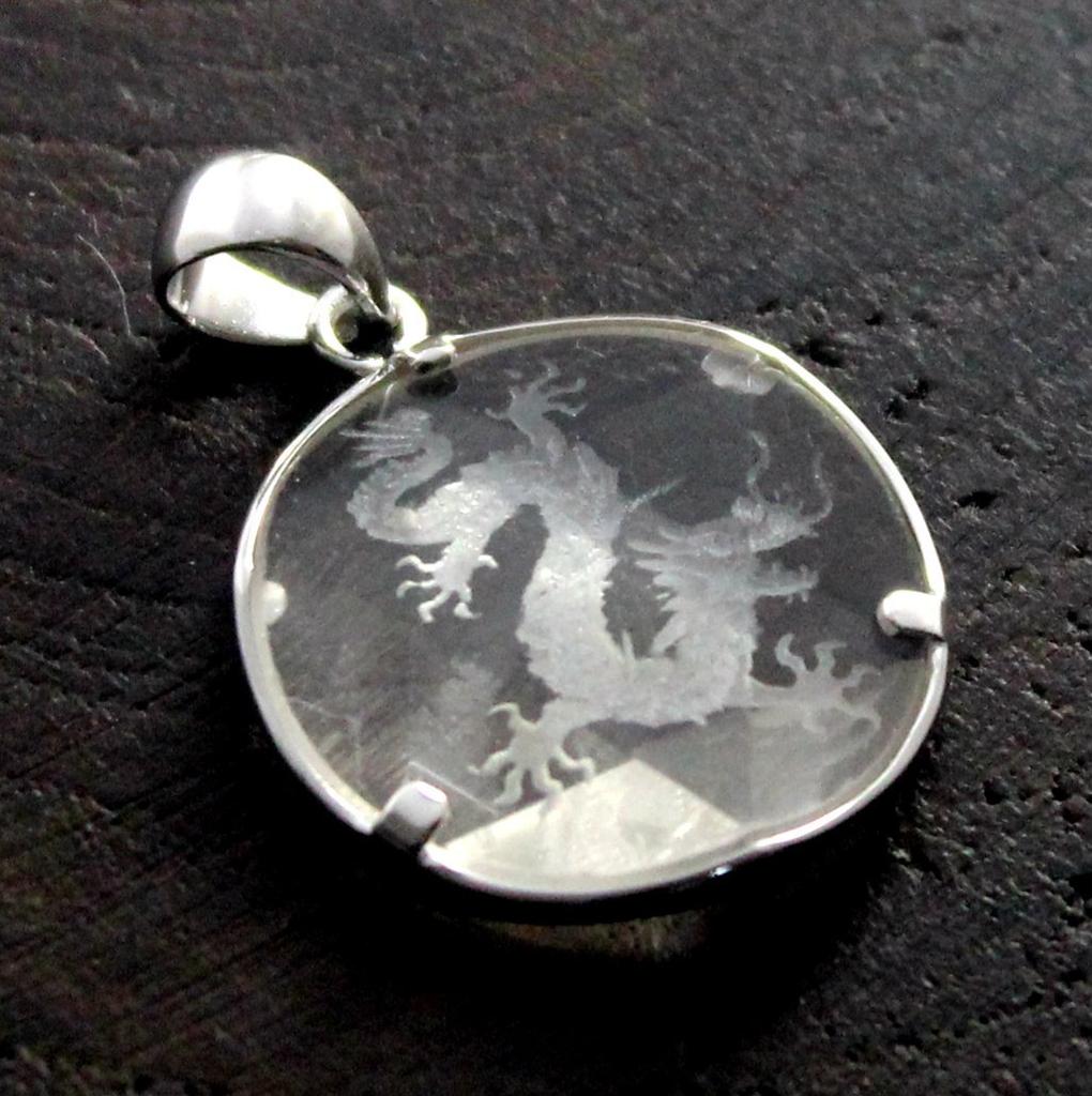 Гексаграмма Гексаграмма Дракон Кристалл Серебряный 925 Подвеска Подвеска Топ Японский Узор Амулет Удачи