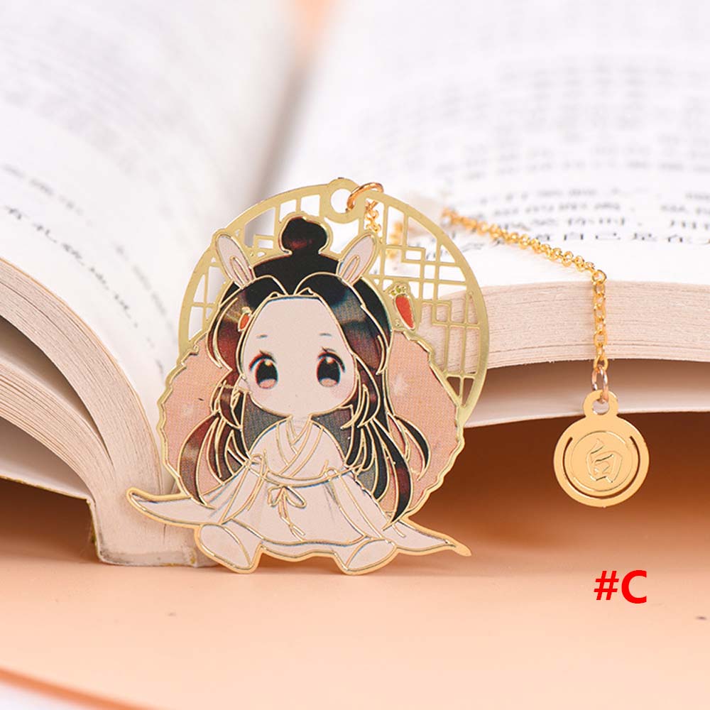 Hollow Pagination Mark Xie Lian Pendant Metal Tian Guan Ci Fu Book Markers Stationery Bookmark