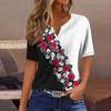 Women's T Shirt Tee Print Button Short Sleeve Daily Weekend Fashion Basic V- Neck Regular Top