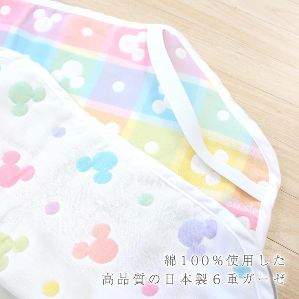 Мягкий муслиновый чехол на матрас с Disney Микки 60 x эластичная резинка Япония, 6-слойный иконка, 150см, 100% хлопок, углы, NZ2831-N