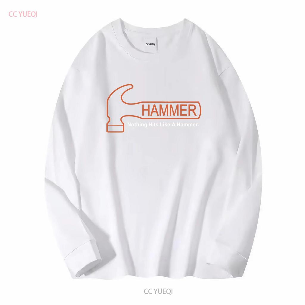Логотип Hammer Bowling Мужская черная футболка Размер S 5XL с длинным или коротким рукавом винтажная стираная повседневная с графикой уличная мода Унисекс