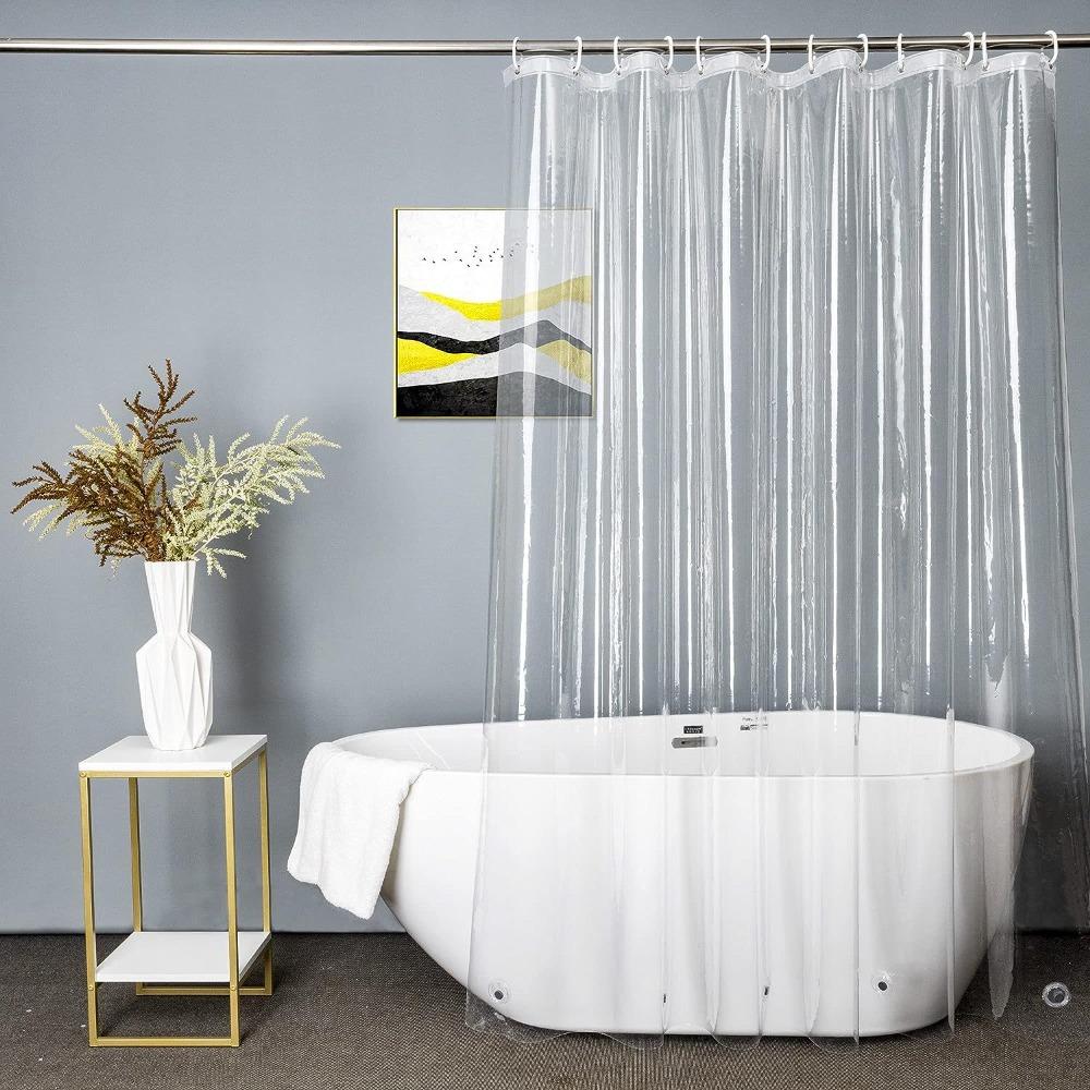 With Hooks Transparent Bathroom Curtain Liner Metal Grommet Bathtub Partition Curtain Restroom