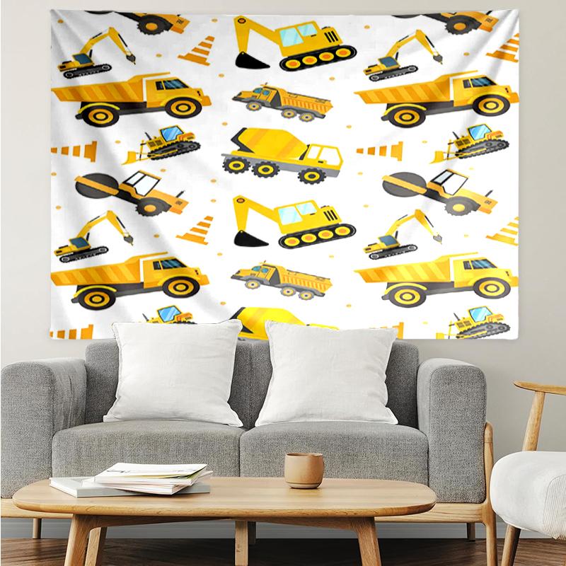 excavator Print Tapestry, Backdrop, Easy Setup, Ideal for Bedroom, Office & Living Room, with Aesthetic Wall Hanging Decor.