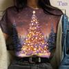 Летний топ с круглым вырезом и 3D рождественским принтом, модные повседневные женские футболки с короткими рукавами