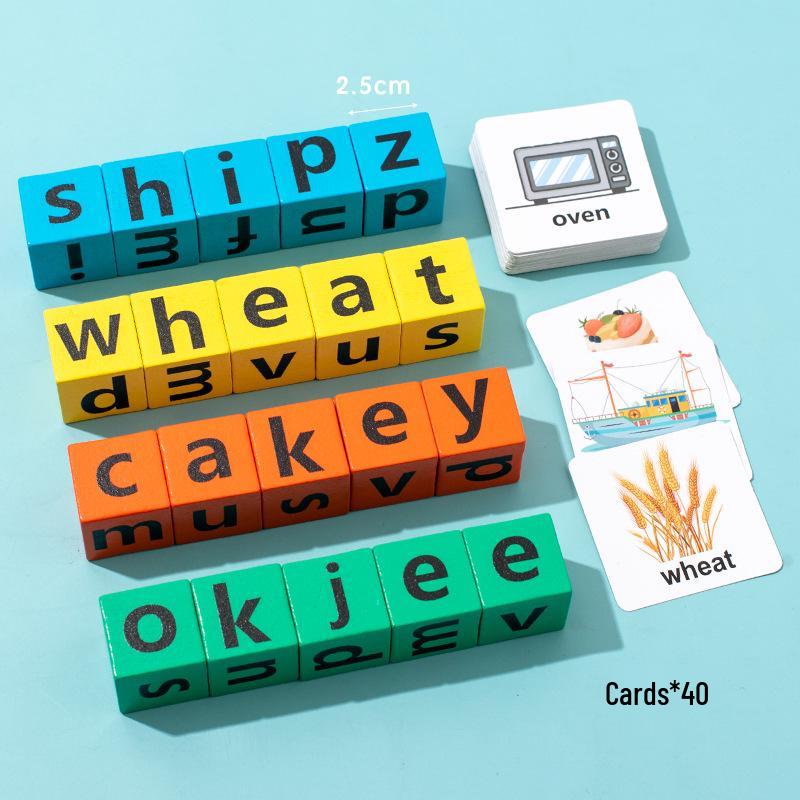 Раннее детство Английский алфавит Настольная игра на правописание - Развивающие деревянные блоки для обучения