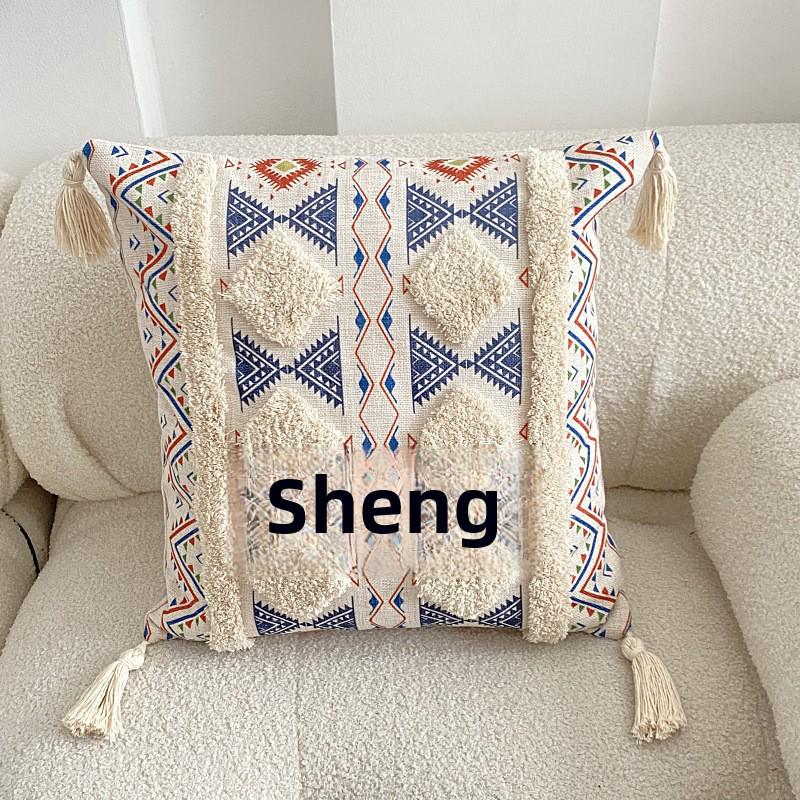 Этнический стиль Богемный Кисточки Льняная Декоративная Наволочка для Дивана или Прикроватной Тумбочки