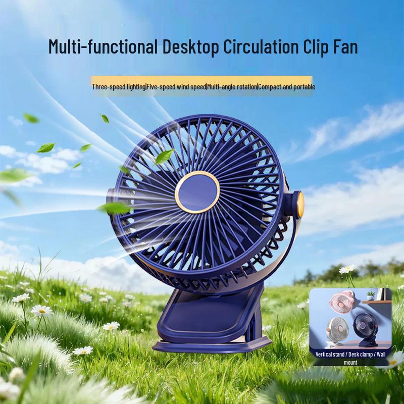 Compact Night Light Fan for Home, Office, or Dorm – Wall-Mounted & Desktop Clip-On Circulator