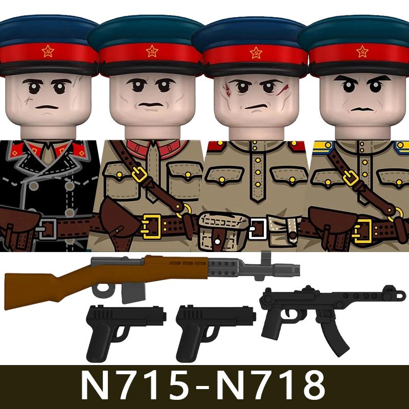 8 шт. Военные Фигурки Солдат Строительные Блоки Офицер Армии Итальянский Французский Воин Шлем Пехотинца Аксессуары для Оружия Кирпичики Игрушки