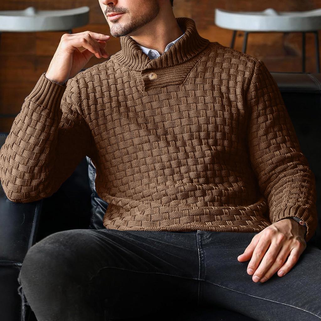 Мужской однотонный свитер-пуловер, модный свитер с круглым вырезом, облегающего кроя