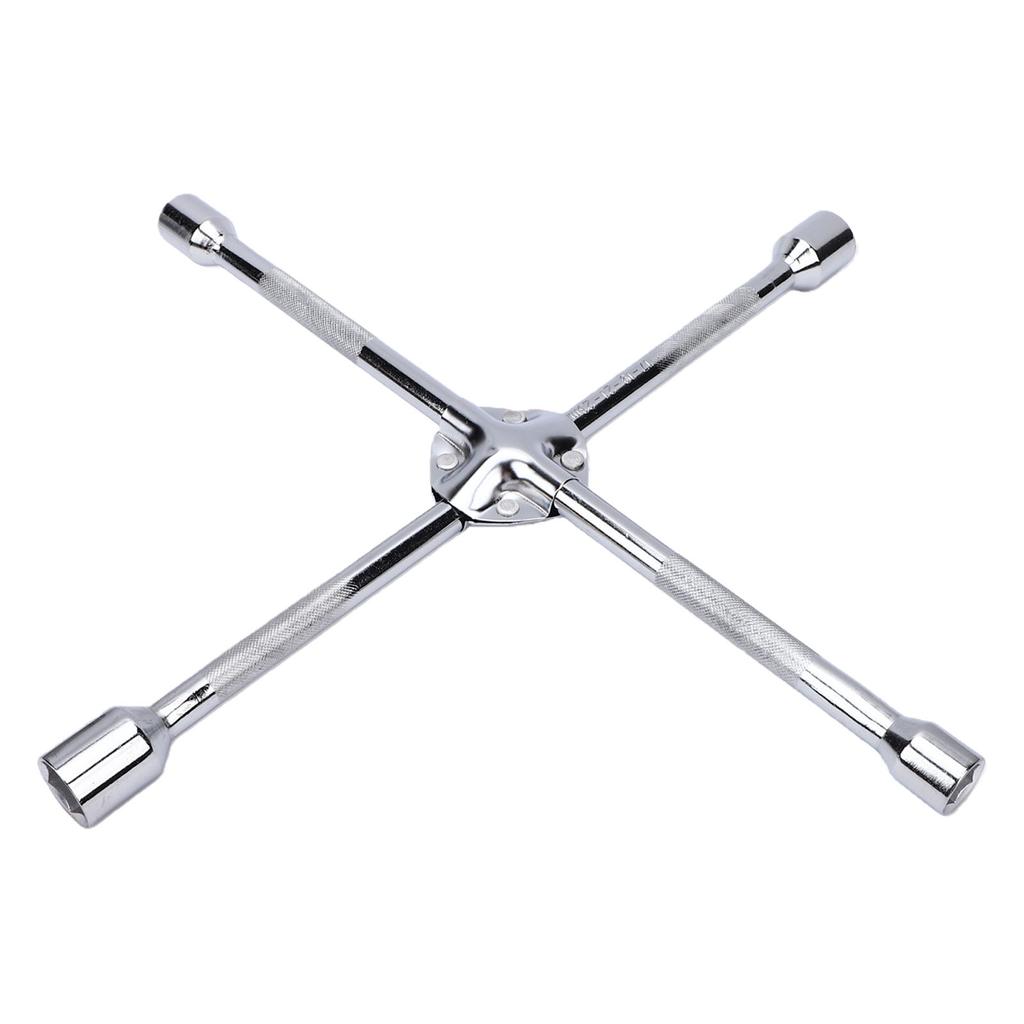 4 Way Lug Wrench Cr Plated Steel Tire Lug Nut Wrench for Cars Light Trucks SUVs RVs Pickup