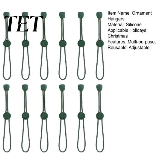 Decorative Garland Hangers 12 Pcs Christmas Hanger Ribbons, Silicone Ornament And Strings for Flexible Hooks Tree, Adjustable Sliding Holiday