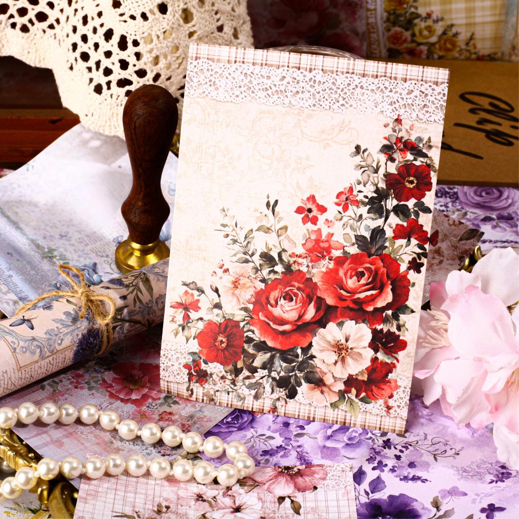 30 Sheets Floral Corner Design Paper For Creative Journal Collage Handmade Greeting Cards Scrapbooking Planner Notebook Gift