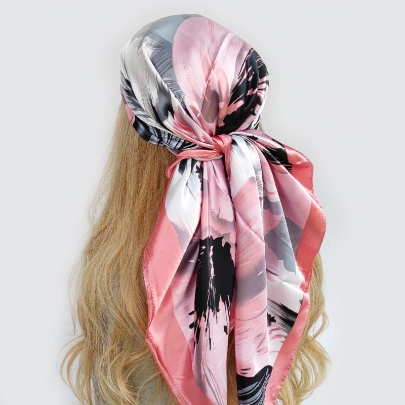 Silk Square Scarf Women Satin Shawl Wrap Hijab Female Hair Band Wrist Luxury Headkerchief 90*90cm Echarpe Bandana
