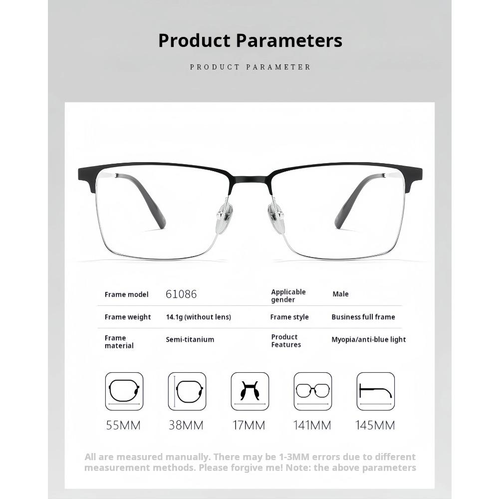 YIMARUILI Men's Prescription Glasses Myopia Hyperopia Progressive Optical Eyeglasses Titanium Fashion Retro Square Eyewear BV610