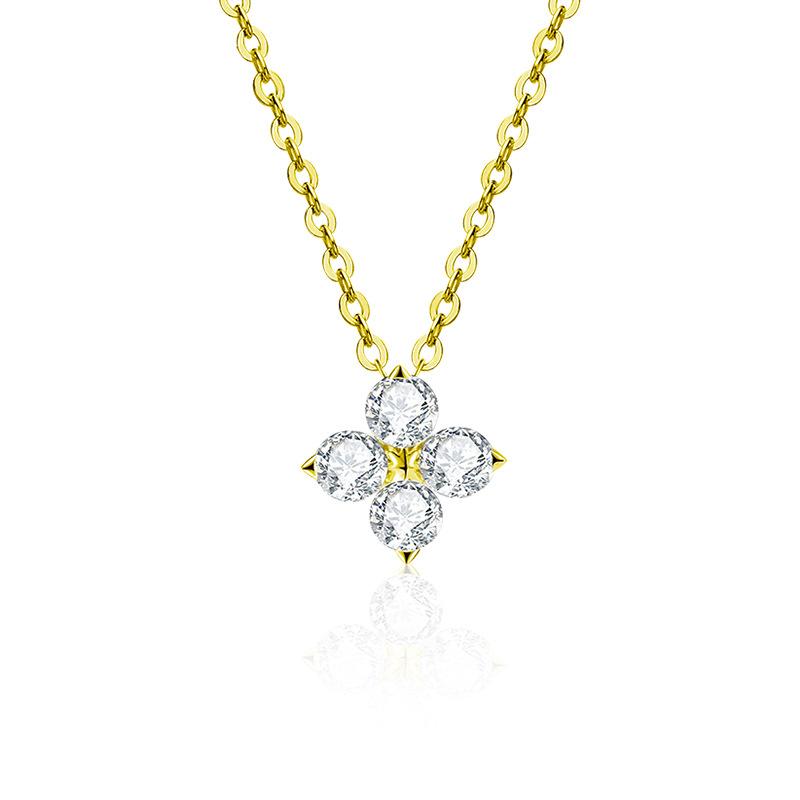 925 Sterling Silver Four Leaf Clover Moissanite Chain Necklace for Women Fashion Fine Chains Necklaces Moissanite Jewelry Gift