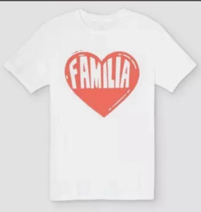 NEW Latino Heritage Month "Familia" Heart Target Youth Kids White T-Shirt Sz XL