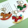 Women's Bag Charm Decoration Bag Pendant Cartoon Rocking Wooden Horse Women's Leather  Bag Charm Key Chain Cute Bag Accessories Gifts