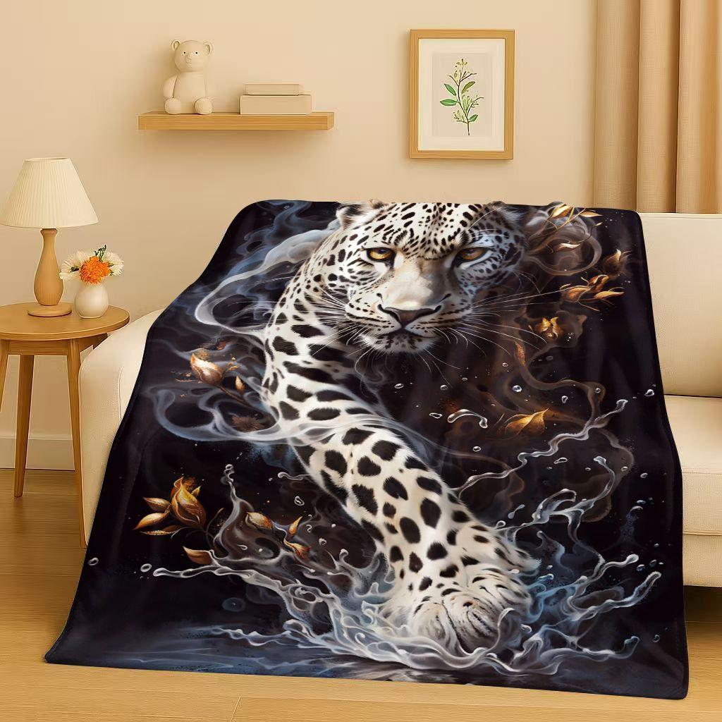 3D Cheetah Leopard Beast Flannel Blanket,Ultra Soft Warm Plush Throw for Home Bedroom Bed Sofa Cover Office Travel Camping Gift