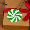 Holiday Party Supplies Wooden Christmas Balls, Candy Stripe Tree Hanging Ornaments, Ornaments Macaron Color Festive Pendant for Home Decorations