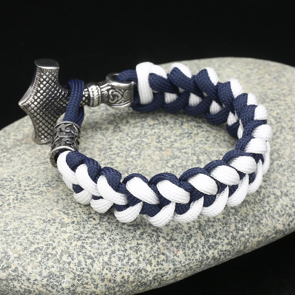 Men 'S Paracord Bracelet Viking Stainless Steel Thor 'S Hammer Bracelet Woven Bracelet Outdoor Survival Bracelet
