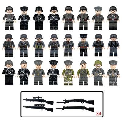 24 шт., Вторая мировая война, Германия, британская армия, солдаты, пистолет, оружие, строительные блоки, комплект, модель кирпича, детские игрушки