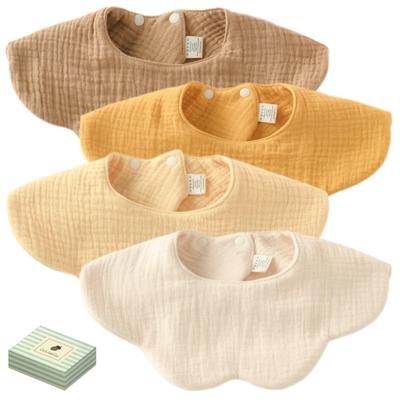 GoUseGo Детский набор Лепесток Однотонный Натуральный Детский Подарок на Детский праздник Слюнявчики, Водонепроницаемые, 4, 6-слойная марля, Большие, Слюнявчики с поворотом на 360 градусов, Цвет, 100% хлопок, Цвет,