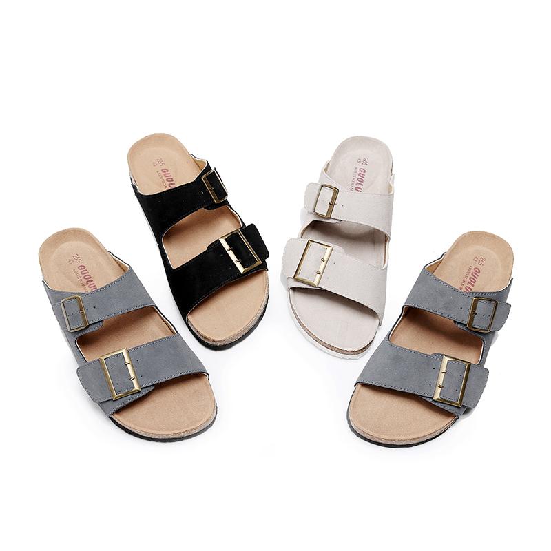 2024 Новые мужские кожаные мюли-сабо, тапочки, высокое качество, мягкие пробковые тапочки с двумя пряжками, обувь для мужчин, большие размеры 40-46