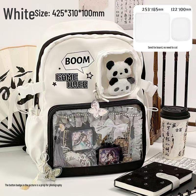 Большой вместимости Аниме Ита Рюкзак для Учеников Средней Школы - Прозрачный Дизайн с Пуговицами
