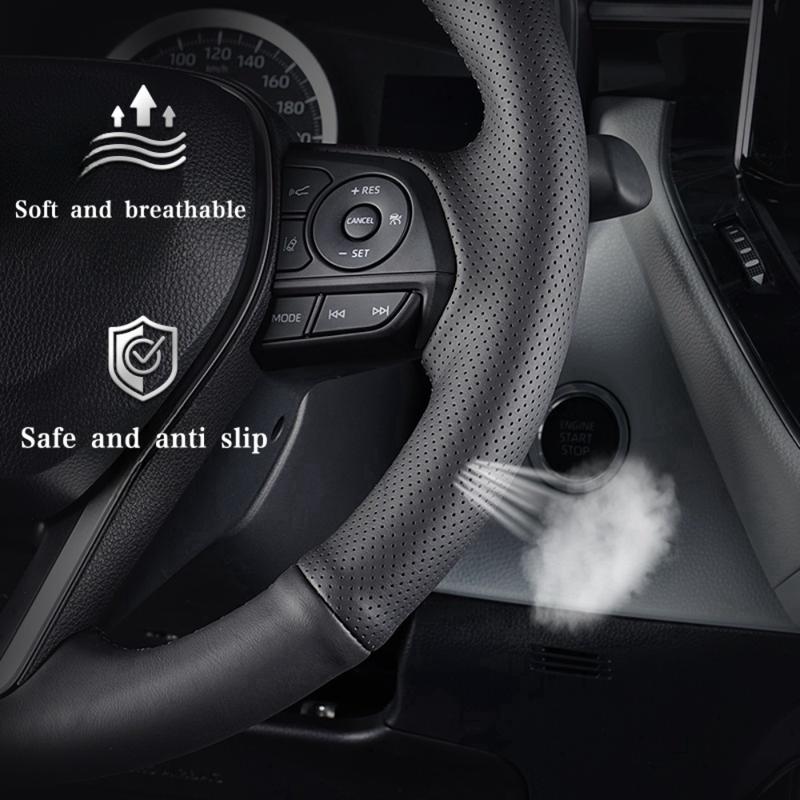 Car Steering Wheel Cover Hand Sewn Black Leather For Volkswagen Golf 5 Mk5 Passat B6 Tiguan 2007-2011 Car Accessories