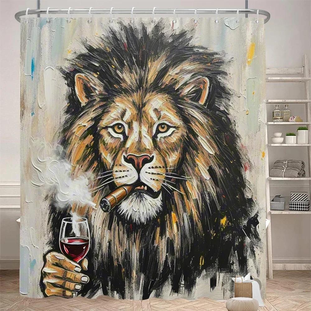 Забавная шторка для душа, перегородка для ванной комнаты, шторка из принтованной ткани, Забавная и креативная, с животными, Декоративная шторка с крючками